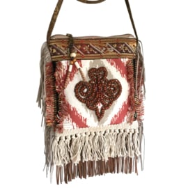 Festival bag Navajo style with bead patch brown