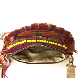 Gypsy crossbody with flower patch and fringe