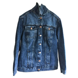 Embellished denim jacket dark blue Ibiza style colored