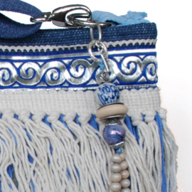 Crossbody blue white beach style with fringes