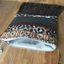 African festival purse brown elephants leopard