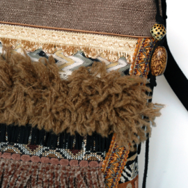Brown crossbody with animal prints and fringes