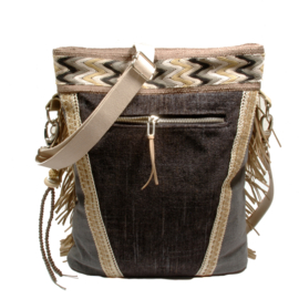 Crossbody bohemian Navajo style with fringes in cream