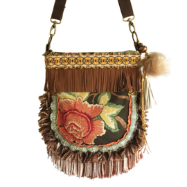 Crossbody roses vintage style in brown and orange