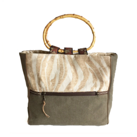 Handtas western stijl bruin met imitatie bont