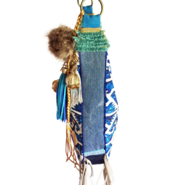 Crossbody bohemian in blue and yellow in boho style