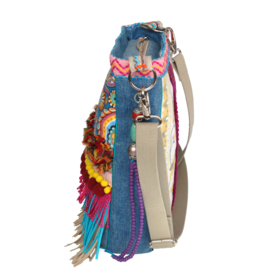 Flower crossbody hippie style colored with fringes