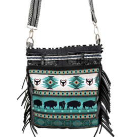 Upcycled Denim Crossbody Bag "The Native Buffalo"