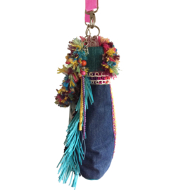 Ibiza crossbody colored with flower patch and fringes