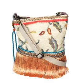 Hippie crossbody with flowers and long fringes