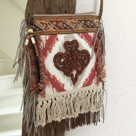 Festival bag Navajo style with bead patch brown