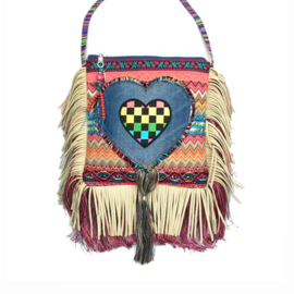 Festival purse with fringe and heart in Ibiza style