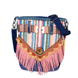 Ibiza crossbody bag colored striped with fringes