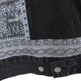 Black embellished denim jacket boho style with western fringe