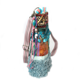 Ibiza crossbody turquoise pink with teddy fur