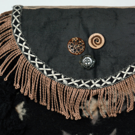 Western crossbody bag black brown with fringes