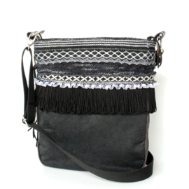 Western crossbody bag black white with concho