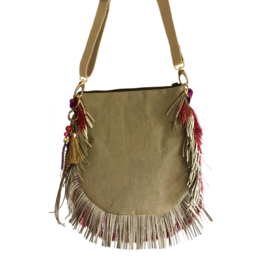 Gypsy crossbody with flower patch and fringe