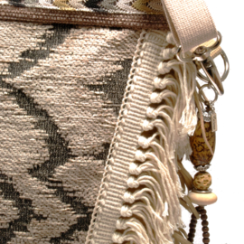 Crossbody bohemian Navajo style with fringes in cream