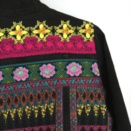 Embellished denim jacket black in Mexican Aztec style