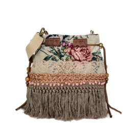 Bucket bag boho in vintage style with roses