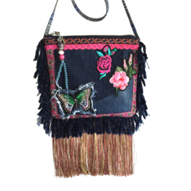 Ibiza festival purse with patches butterfly and roses