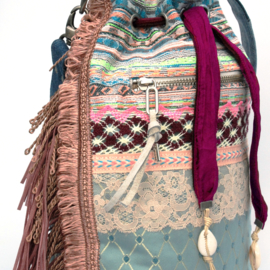 Bucket bag pastels in Ibiza style with fringes