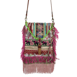 Elephant small crossbody with long fringe bohemian style