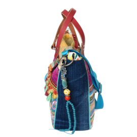 Ibiza handbag colored paisley print with tassels