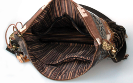 Boho crossbody bag Navajo style brown with fringes