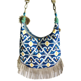 Crossbody bohemian in blue and yellow in boho style