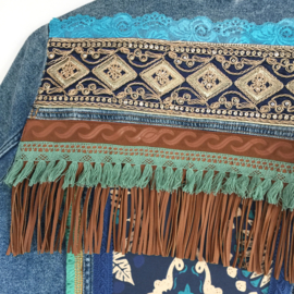 Embellished denim jacket boho western brown turquoise