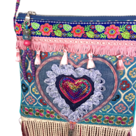 Festival purse with big heart in Ibiza style