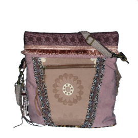 Western crossbody bag in taupe with fringes