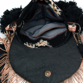 Western crossbody bag black brown with fringes
