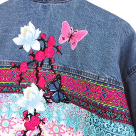 Embellished Ibiza denim jacket with flowers and butterflies