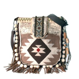 Crossbody Navajo style brown cream with fringes