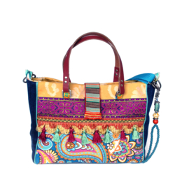 Ibiza handbag colored paisley print with tassels