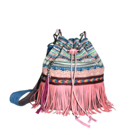 Ibiza bucket bag pink with fringes