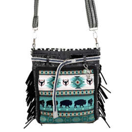 Upcycled Denim Crossbody Bag "The Native Buffalo"