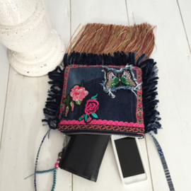 Ibiza festival purse with patches butterfly and roses