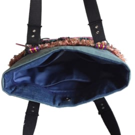 Tote handbag gypsy style colored fringe
