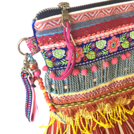 Ibiza clutch multi colored with fringes