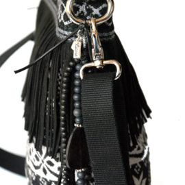 Nordic crossbody bag black white fringes