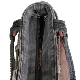 Tote handtas in Navajo stijl in zwart en bruin met oude spijkerstof