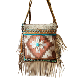 Festivaltasje Navajo stijl  in bruin turquoise