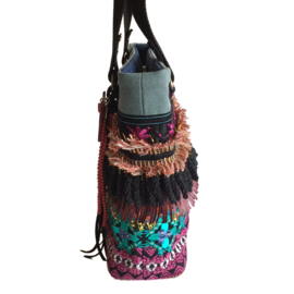 Tote handbag gypsy style colored fringe