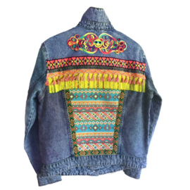 Embellished denim jacket colored Aztec with yellow