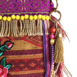 Gypsy crossbody with flower patch and fringe