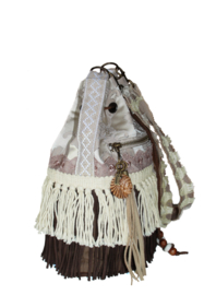 Bohemian bucket bag brown taupe with fringe